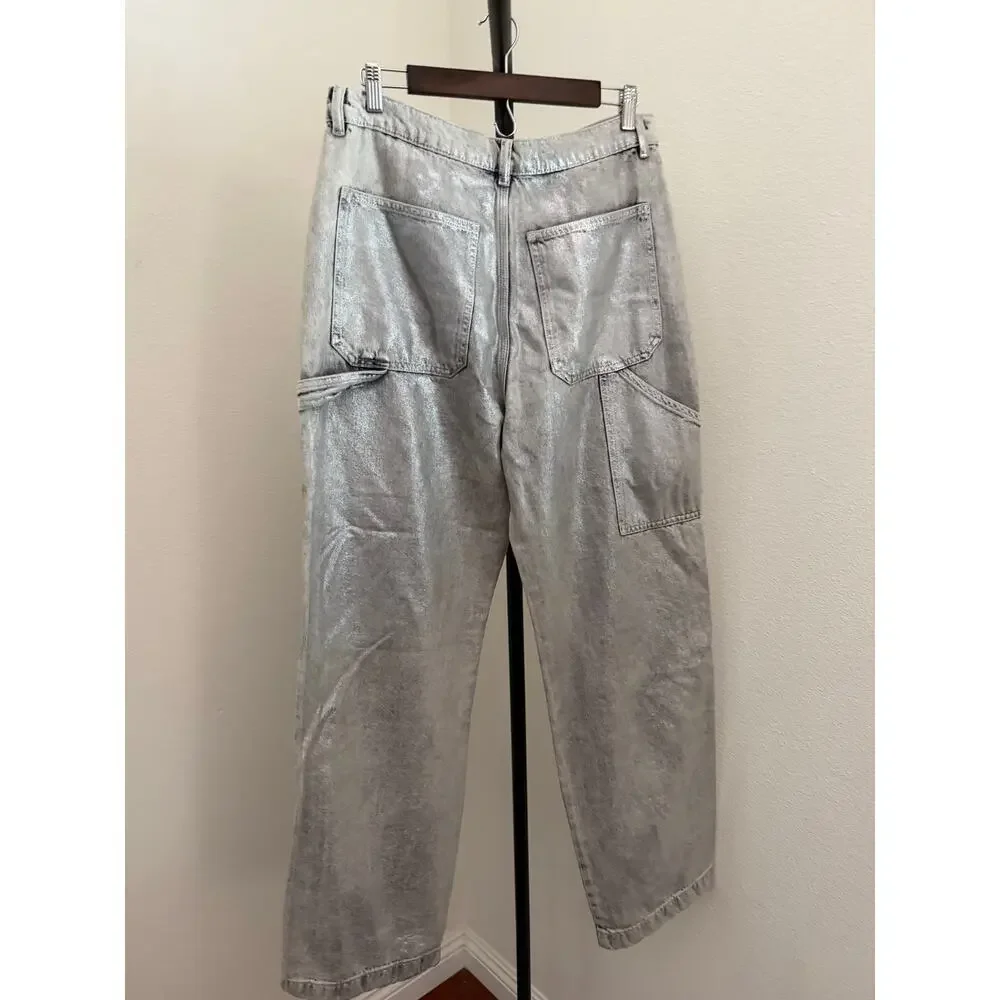 All saints Mia carpenter silver coated jeans sz 28 - Picture 6 of 8